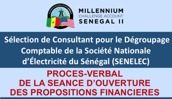 PV de la Séance d’ouverture des Propositions financières_Audit du dégroupage de SENELEC