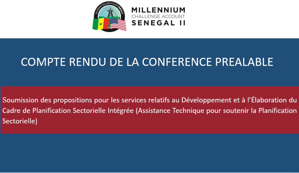 Compte Rendu De La Conference Prealable Mca Senegal Ii 