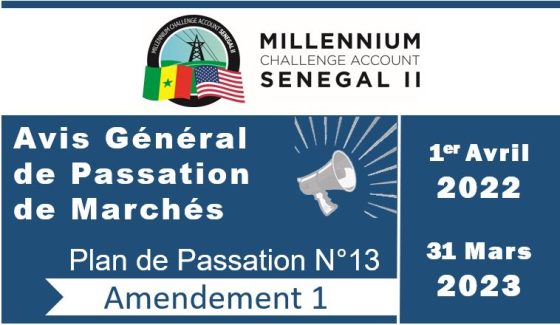 AVIS GENERAL DE PASSATION DE MARCHES_Plan de Passation_n°13 Amendement 1