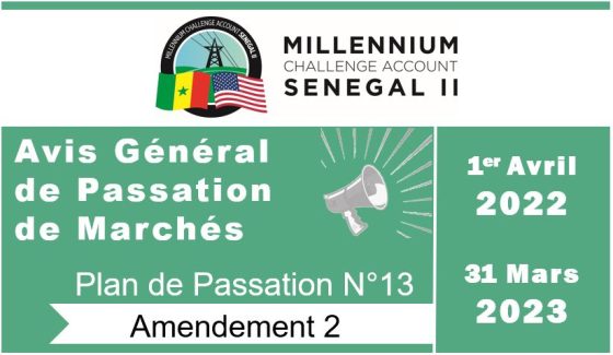 Avis général de Passation de Marchés: Plan de Passation n°13_Amendement 2
