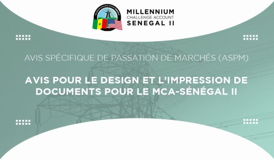 Avis pour le design et l’impression de documents pour le MCA-Sénégal II