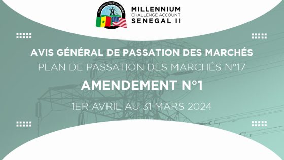 Avis Général de Passation de Marchés – Plan de Passation de Marchés n°17 – Amendement n°1