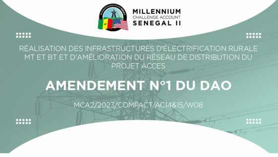 Amendement n°1 du dossier d’appel d’offres : Réalisation des infrastructures d’électrification rurale MT et BT et d’amélioration du réseau de distribution du Projet Accès
