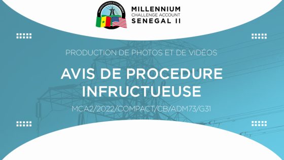 AVIS DE PROCEDURE INFRUCTUEUSE : Production de photos et de vidéos