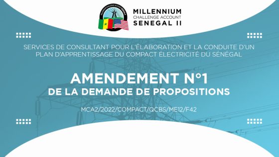 Amendement n°1 demande de propositions : Services de consultant pour l’élaboration et la conduite d’un plan d’apprentissage du compact électricité du Sénégal