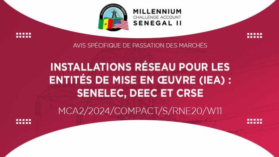 Avis pour les installations réseau des entités de mise en œuvre (IEA) : Senelec, DEEC et CRSE