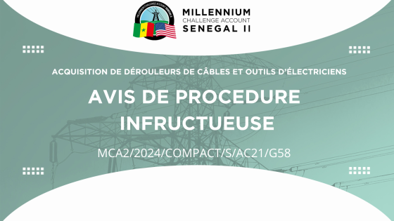 AVIS DE PROCEDURE INFRUCTUEUSE : Acquisition de dérouleurs de câbles et outils d’électriciens