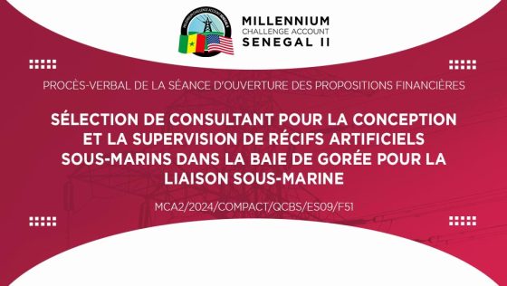 Procès-verbal de séance d’ouverture des propositions financières relatives à la sélection de consultant pour la conception et la supervision de récifs artificiels sous-marins dans la baie de Gorée pour la liaison sous-marine