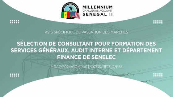 Avis pour la sélection de consultant pour formation des services généraux, audit interne et département finance de Senelec