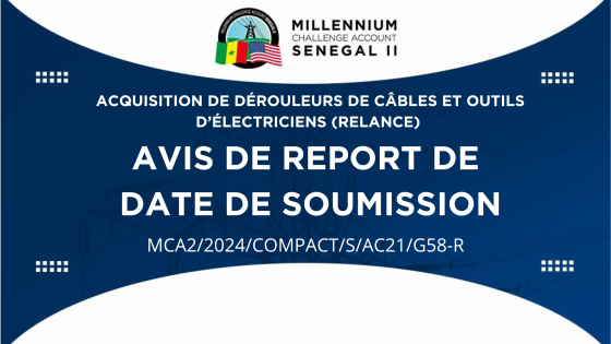 AVIS DE REPORT DE DATE DE SOUMISSION : Acquisition de dérouleurs de câbles et outils d’électriciens (Relance)