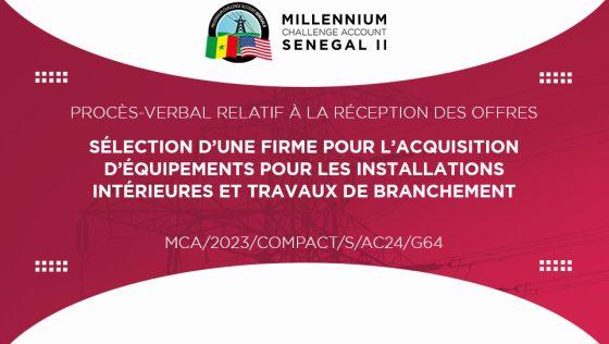 Procès-verbal de séance de réception des offres relatives à la sélection d’une firme pour l’acquisition d’équipements pour les installations intérieures et travaux de branchement