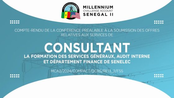 Compte-rendu de la conférence préalable à la soumission des offres relatives aux services de consultant pour la formation des services généraux, audit interne et département finance de Senelec