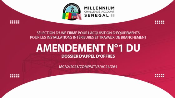 Amendement N°1 du Dossier d’Appel d’Offres : Sélection d’une firme pour l’Acquisition d’équipements pour les installations intérieures et travaux de branchement