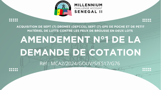 Amendement N°1 du Dossier de Demande de Cotation : Acquisition de sept (7) Drones (DEFCCS), sept (7) GPS de poche et de Petit matériel de lutte contre les feux de brousse en deux lots