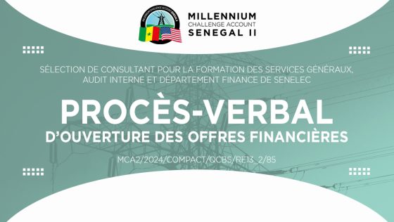 PROCÈS-VERBAL D’OUVERTURE DES OFFRES FINANCIÈRES : Sélection de consultant pour la formation des Services généraux, Audit interne et Département Finance de Senelec