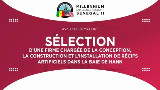 Avis d’informations pour la sélection d’une firme chargée de la conception, la construction et l’installation de récifs artificiels dans la baie de Hann