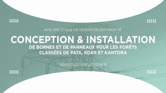 Avis pour la conception et installation de bornes et de panneaux pour les forêts classées de Pata, Koar et Kantora     