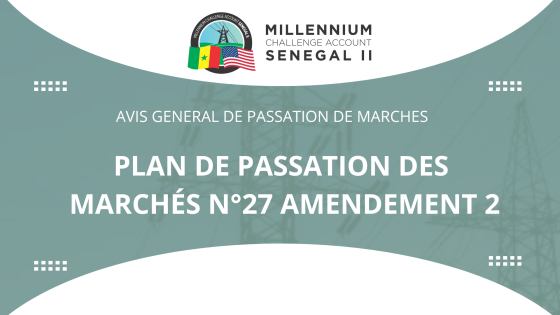 AVIS GENERAL DE PASSATION DE MARCHES : Plan de Passation des Marchés n°27 Amendement 2
