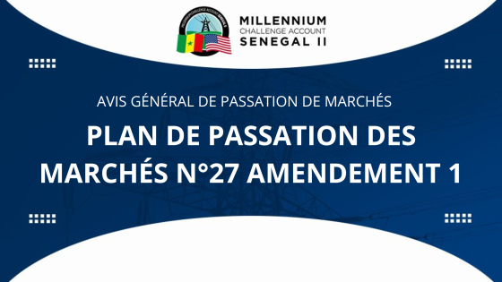 AVIS GENERAL DE PASSATION DE MARCHES : Plan de Passation des Marchés n°27 Amendement 1