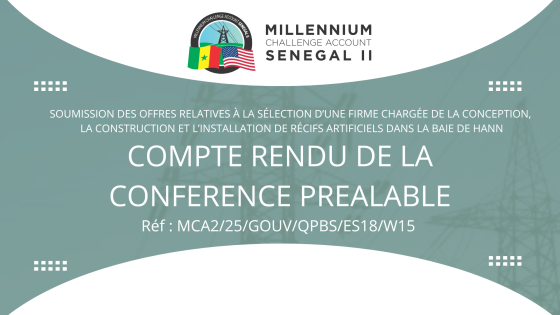 COMPTE RENDU DE LA CONFERENCE PREALABLE : Soumission des offres relatives à la sélection d’une firme chargée de la conception, la construction et l’installation de récifs artificiels dans la baie de Hann