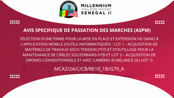 AVIS SPECIFIQUE DE PASSATION DES MARCHES  : Sélection d’une firme pour la mise en place et extension de GMAO à l’application mobile (outils informatiques) (Relance du Lot 1)