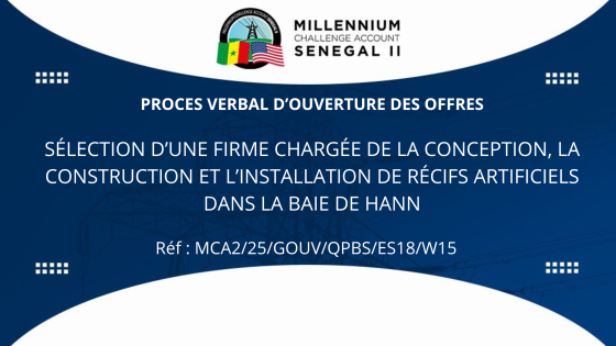 PROCES VERBAL D’OUVERTURE DES OFFRES : Sélection d’une firme chargée de la conception, la construction et l’installation de récifs artificiels dans la baie de HANN