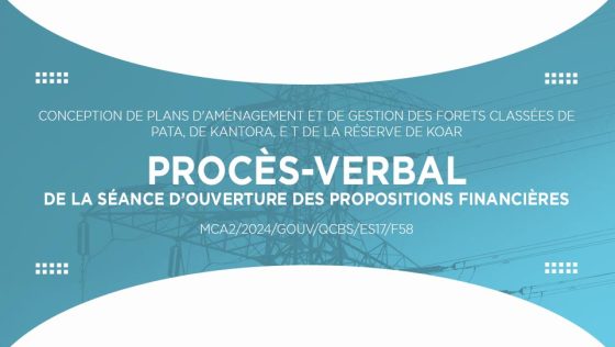 PROCÈS-VERBAL DE LA SÉANCE D’OUVERTURE DES OFFRES FINANCIÈRES : Conception de Plans d’Aménagement et de Gestion des forêts classées de Pata, de Kantora et de la réserve de Koar