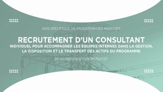 Avis pour le recrutement d’un consultant individuel pour accompagner les équipes internes dans la gestion, la disposition et le transfert des actifs du programme