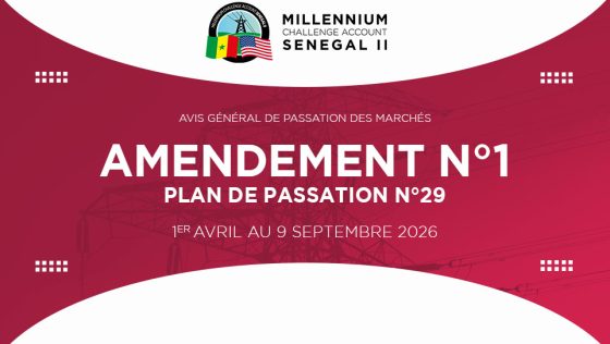 AVIS GÉNÉRAL DE PASSATION DE MARCHÉS : Plan de Passation des Marchés n°29 – Amendement 1