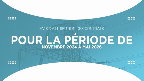 Avis d’attribution de contrats pour la période de novembre 2024 à mai 2026